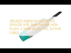 3RG4023-0KB00-PF ИНДУКТИВНЫЙ СЕНСОР, M18, 8MM РАЙНГ НЕ ФЛУШ, 2-wire AC/DC NO, 2M PUR КАБЕЛ